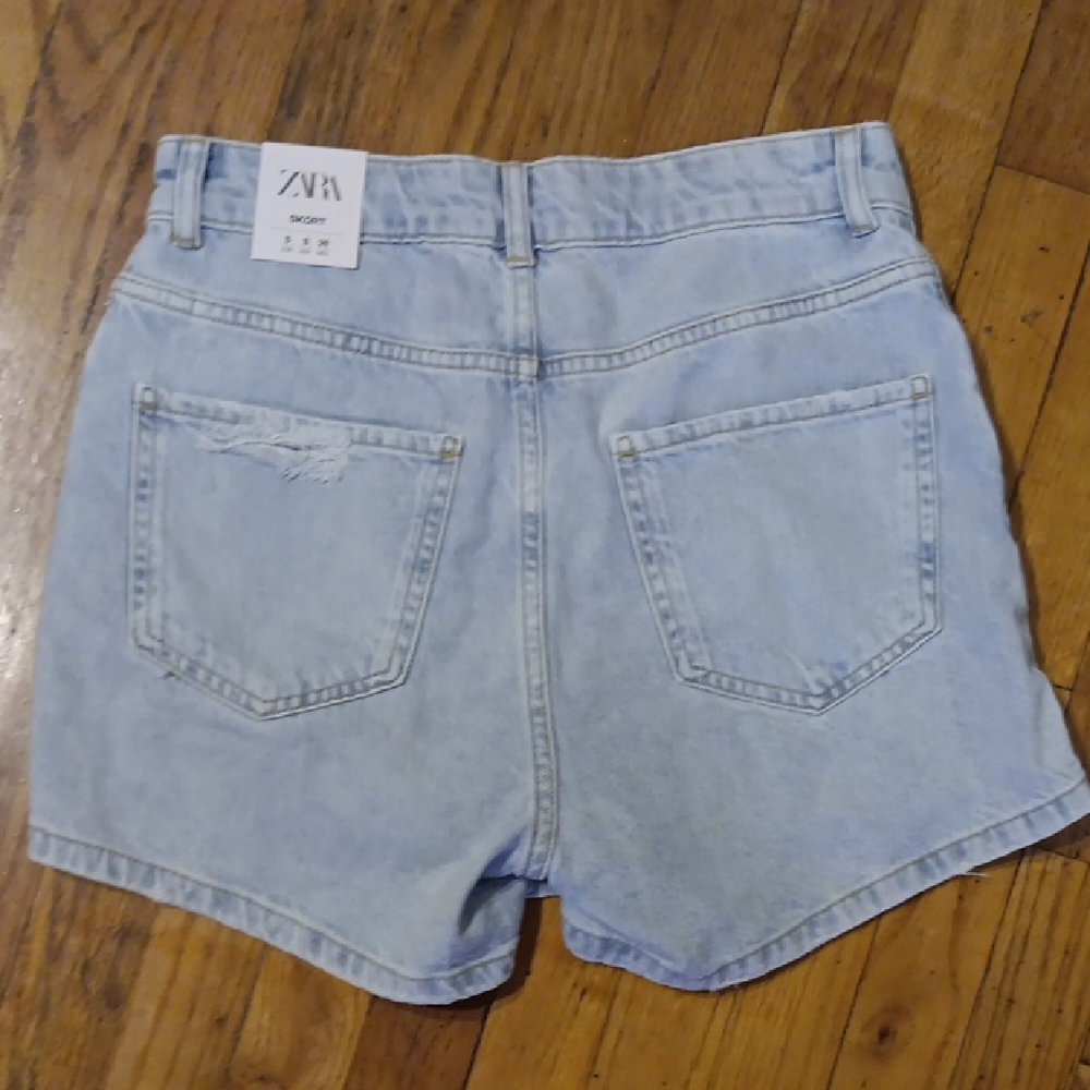Zara Blue Jean Skorts Button-Fly S NWT - Picture 2 of 4